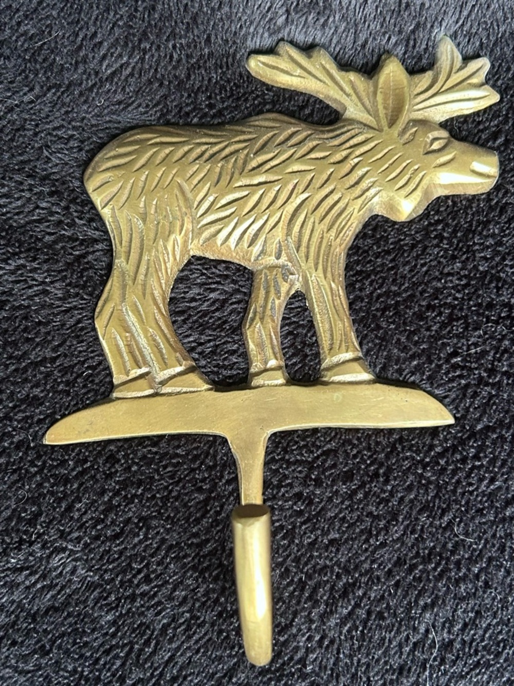 Brass Moose Wall Hook - Gold Tone